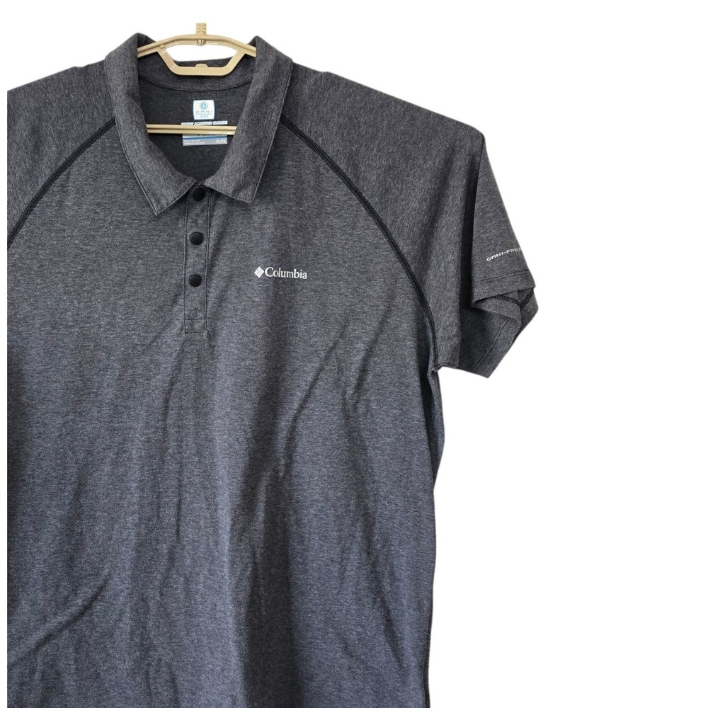 Columbia Mens Polo Shirt Short Sleeve Omni-Freeze Performance Gray Top